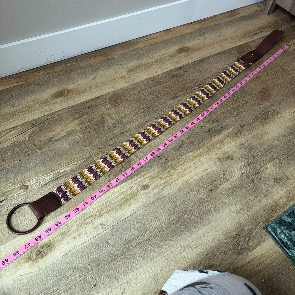 Talbots Colorful Woven Leather Ring Belt Bohemian Festival Elevated Basics